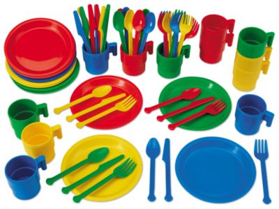 utensils play set kitchen Service Dishes  Indestructible for 12  Play