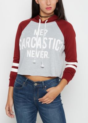 me sarcastic never crop hoodie