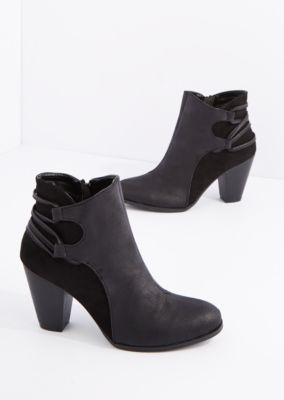 black stacked heel bootie