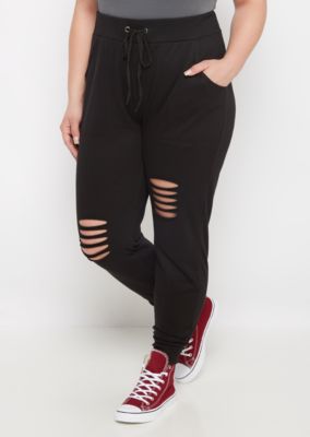 black ripped joggers