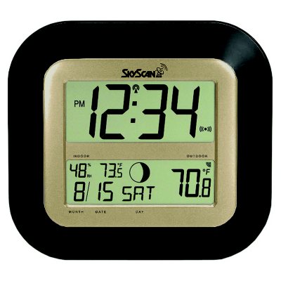 SkyScan Digital Wireless Wall Clock - Black