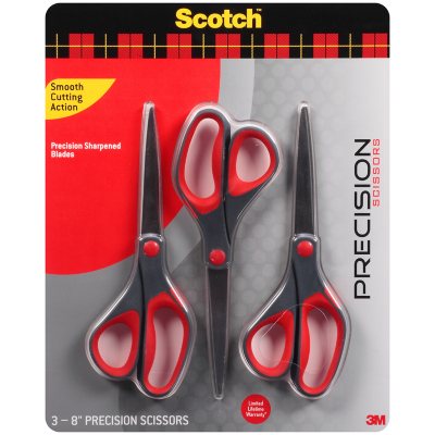Scotch 8" Precision Scissors - Red - 3 pk.
