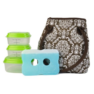 Fit & Fresh Insulated Designer Lunch Bag Set - Brown