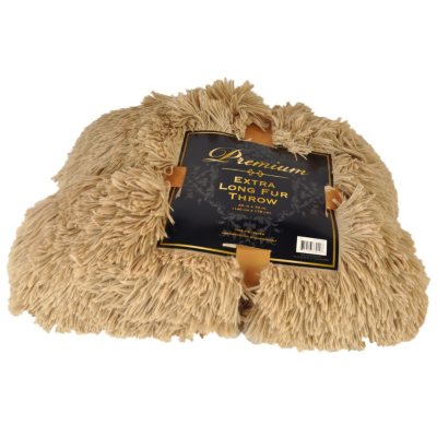 Extra Long Fur Throw - 55" x 70" - Tan.  Ends: May 24, 2012 1:05:00 AM CDT