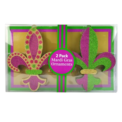 Mardi Gras Ornamants - 2 pk. - Gold, Purple & Green