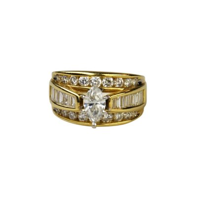Diamond Bridal Marq Ring + Round & Bag