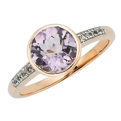 Lite Amethyst and White Topaz Ring in 14k Rose Gold.  Ends: Jun 20, 2013 12:00:00 AM CDT