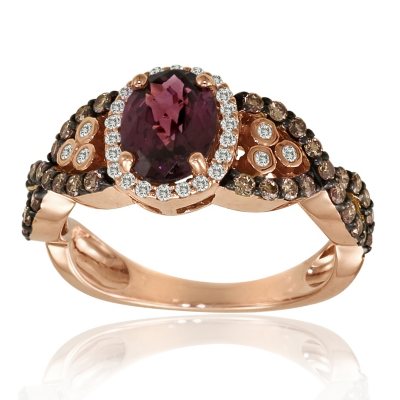 Rhodolite Garnet with White & Chocolate Diamonds Ring.  Ends: May 17, 2012 10:04:00 AM CDT