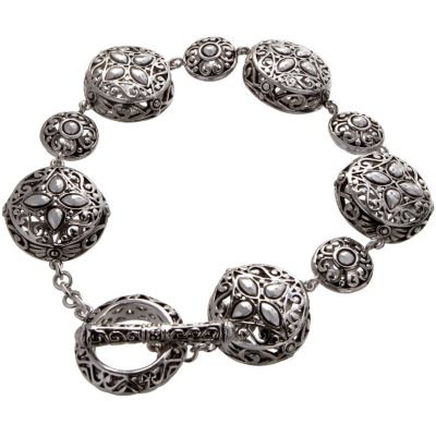 .925 Sterling Silver 8" Filigree Circle Toggle Bracelet.  Ends: May 19, 2013 9:00:00 AM CDT