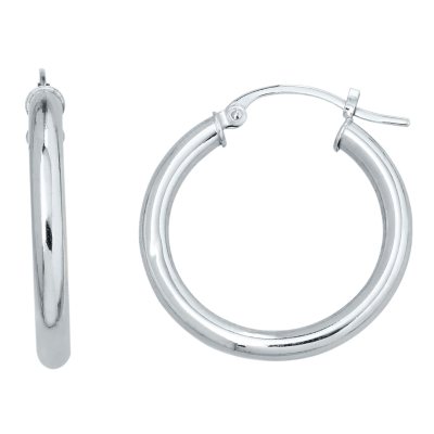 14K White Gold Hoop Earrings - 2.75mm x 24mm