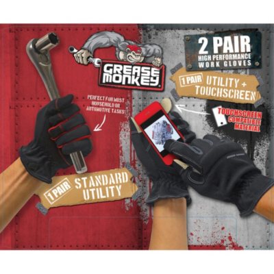 Grease Monkey Medium Utility Glove - Black/Gray - 2 pk.