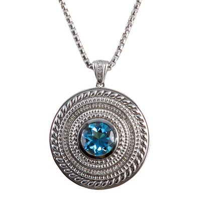 .10T.W. Diamond and Blue Topaz Pendant.  Ends: May 25, 2013 8:00:00 PM CDT