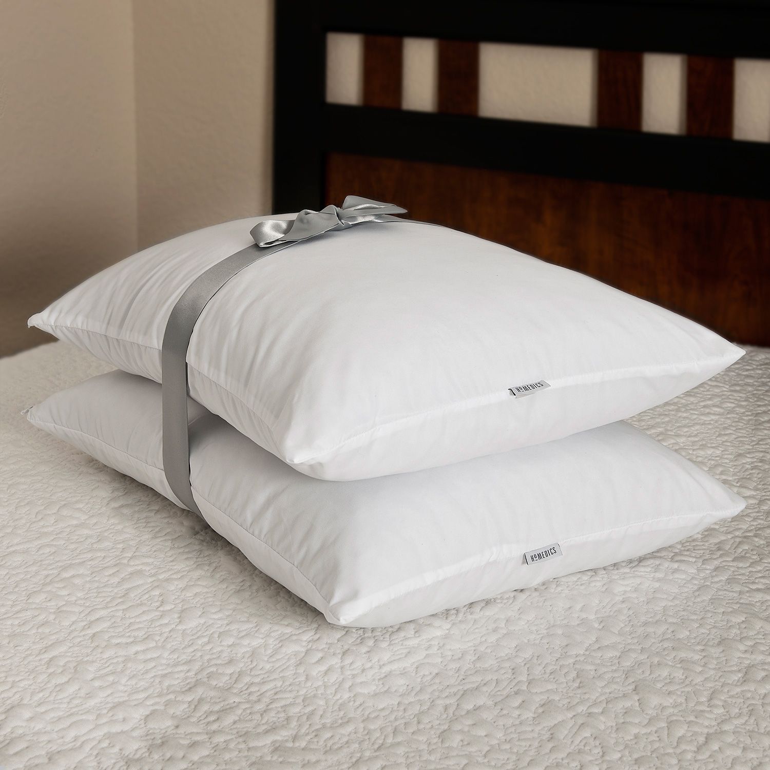 TWO Homedics Memory Foam Cluster Bed Pillows Set 26