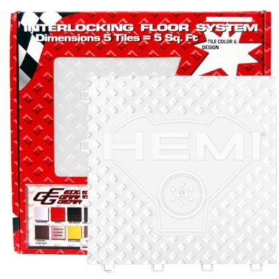 Garage Floor Tile - Dodge HEMI - White - 5 pc.