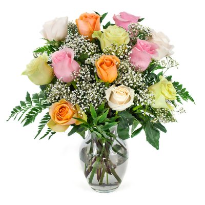 Mixed Rose Bouquet - Assorted Pastel - 1 Dozen