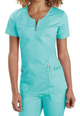 Beyond Scrubs Mia zip front scrub top.