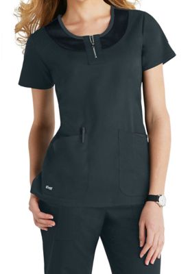 Greys Anatomy Active round neck mesh trim scrub top.