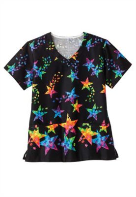 White Swan Blue Tooth print scrub jacket Scrubs and Beyond