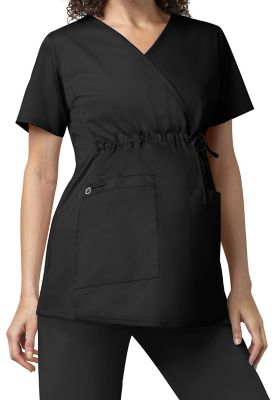 WonderWork Maternity Mock Wrap Tops - Black - 2X