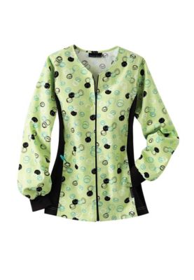 Cherokee Flexibles Dots A Doodle Print Scrub Jackets - Dots 