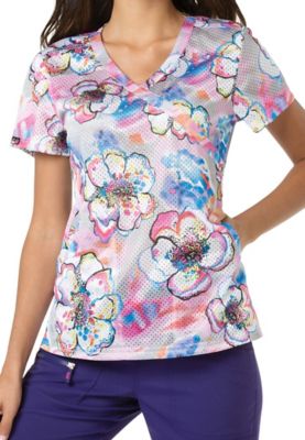 koi mardi gras scrub top