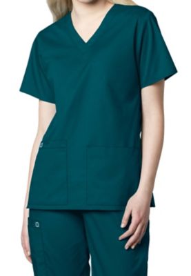 WonderWork V-neck Scrub Tops - Caribbean blue - 2X