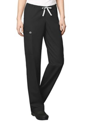 WonderWork Unisex Drawstring Cargo Scrub Pants - Black - 2X
