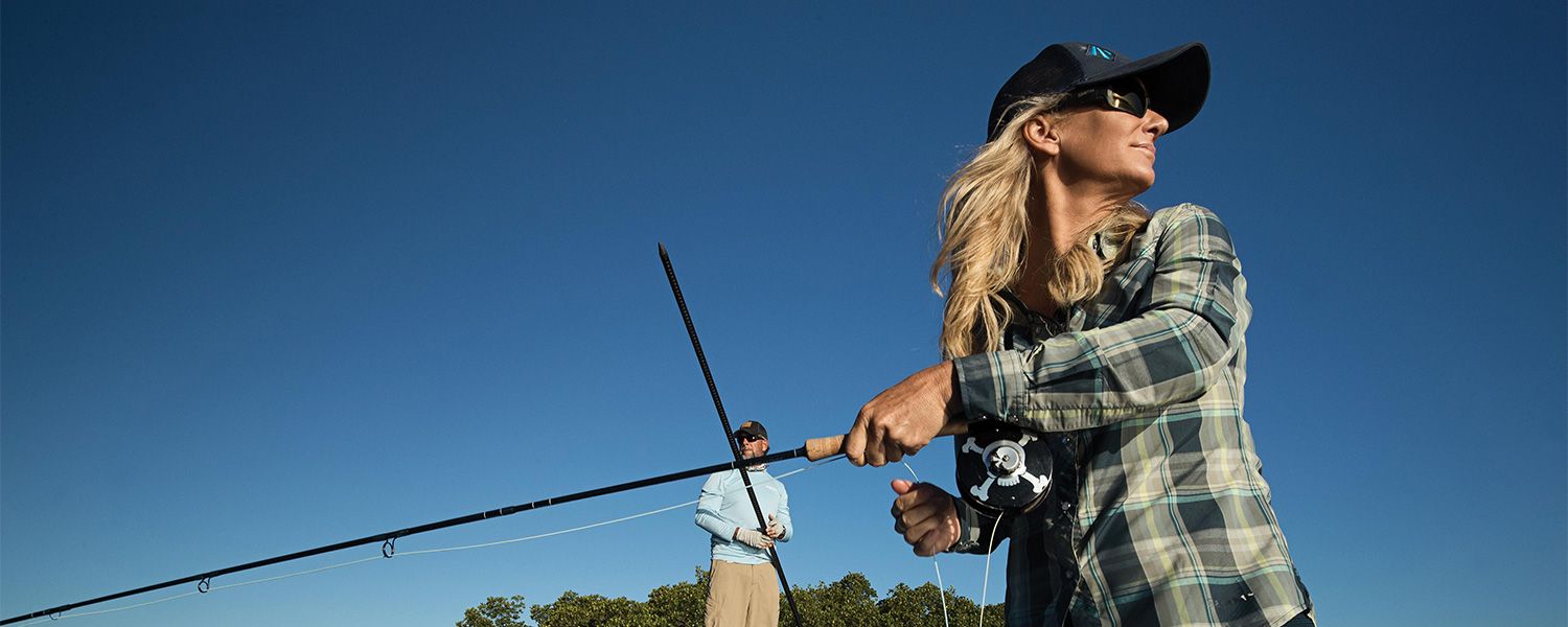 Meredith McCord flyfishing the flats with CA Richardson