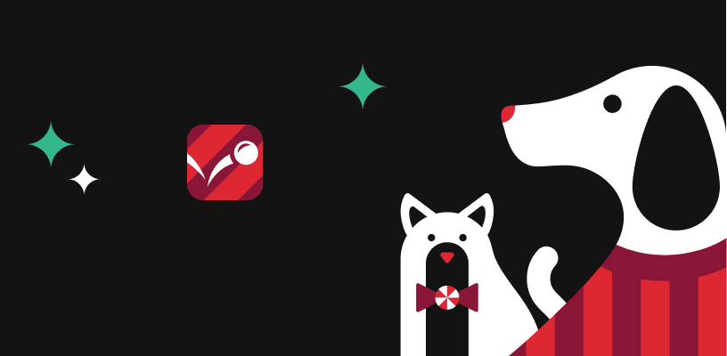 Illustration of dog & cat beside a phone displaying ‘PetSmart Early Black Friday’ on a dark background with sparkles