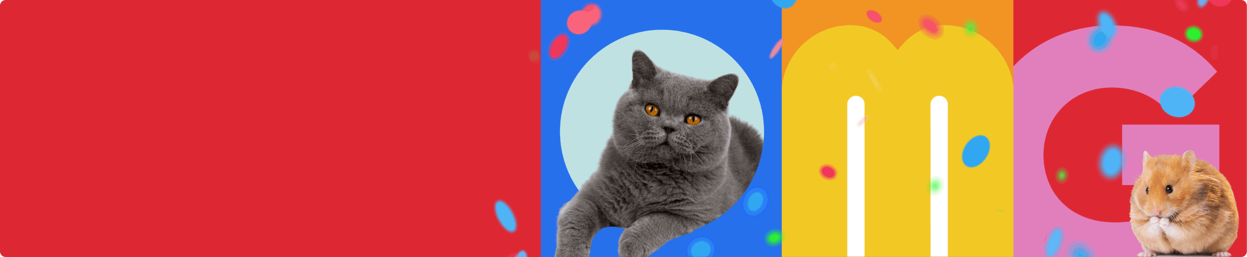Banner with many colors and pets