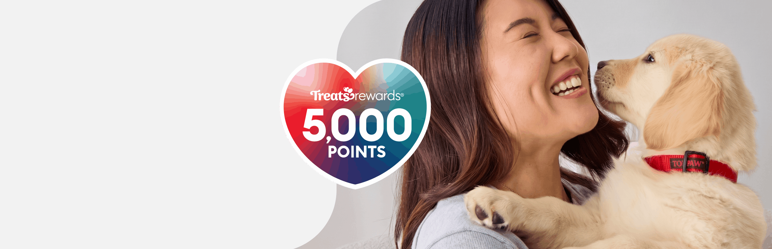 Treats Rewards Member Days banner featuring a woman holding a Golden Retriever puppy & a last day callout