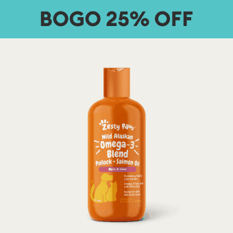 BOGO 25% OFF, Online Only callout & Zesty Paws Wild Alaskan Omega-3 Skin & Coat Support
