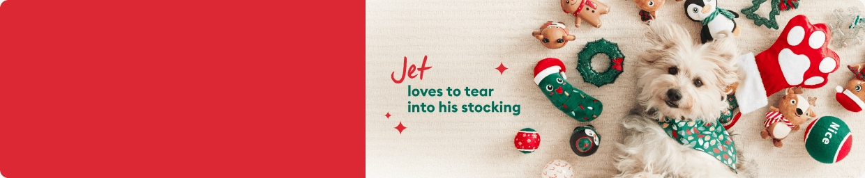 Animated carousel looping thru real-life PetSmart pets with variety of festive products