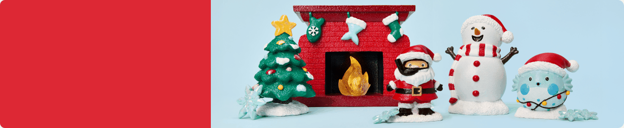 Variety of holiday fish tank decor