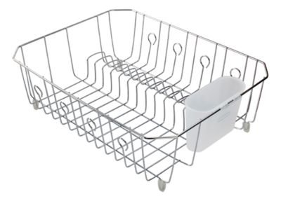 Dish Rack with Utensil Holder for Kitchen Countertop, Large, Chrome