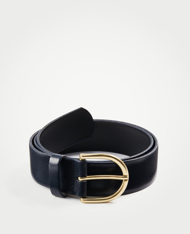 Ann Taylor Wide Leather Trouser Belt In Navy Blue