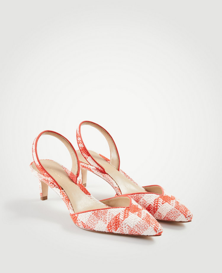 Elora Piped Gingham Slingback Pumps