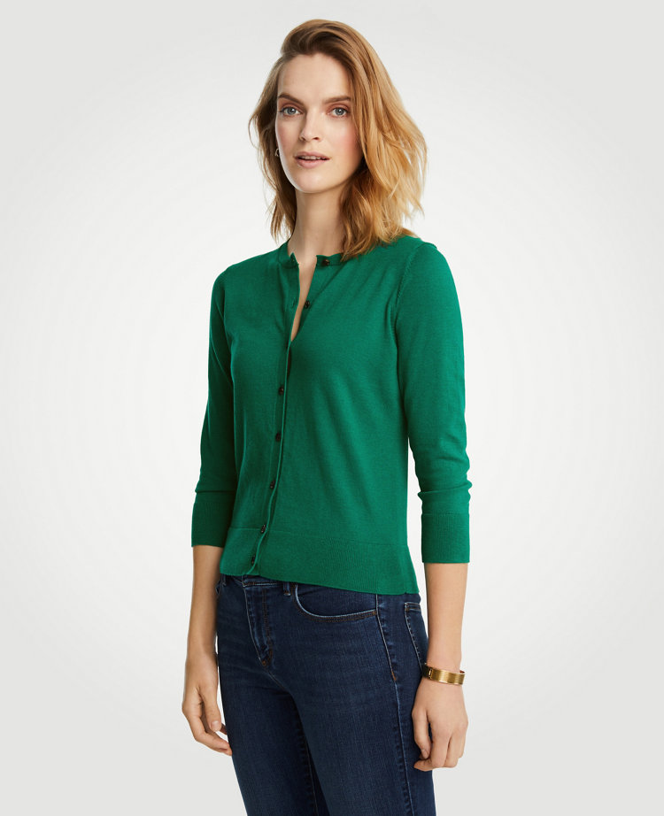 ann taylor green cardigan