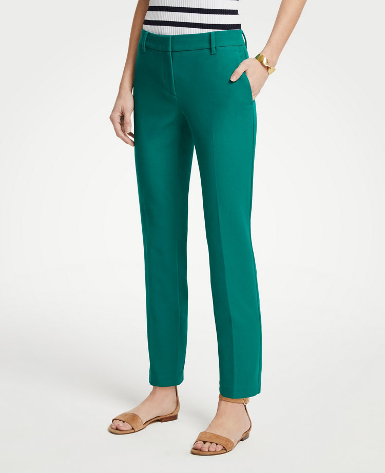 Ann Taylor The Petite Ankle Pant In Dense Twill - Curvy Fit In Green Clover