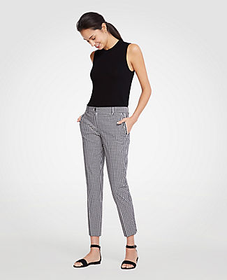 ANN TAYLOR THE PETITE GINGHAM RUFFLE CROP PANT,465759