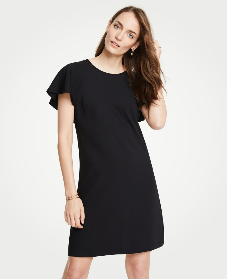 ANN TAYLOR PETITE V-BACK FLUTTER T-SHIRT DRESS,472942