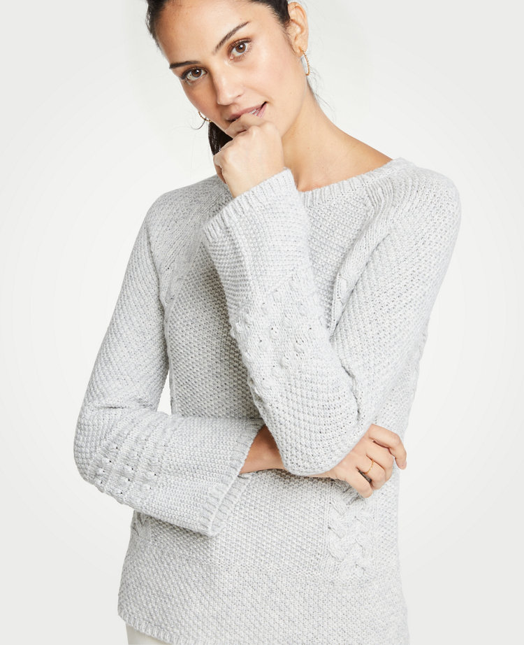 ANN TAYLOR PETITE CABLE KNIT SWEATER,488402