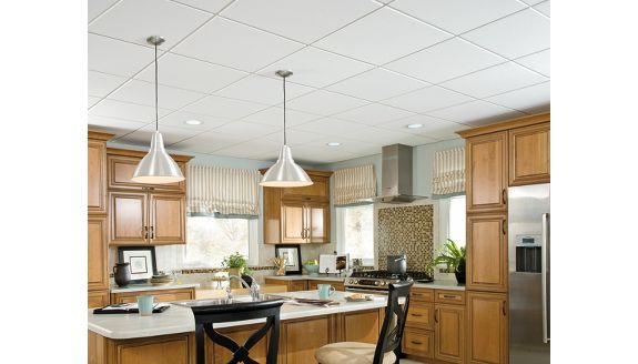 Elegant Kitchen With Metallic Ceiling compare
