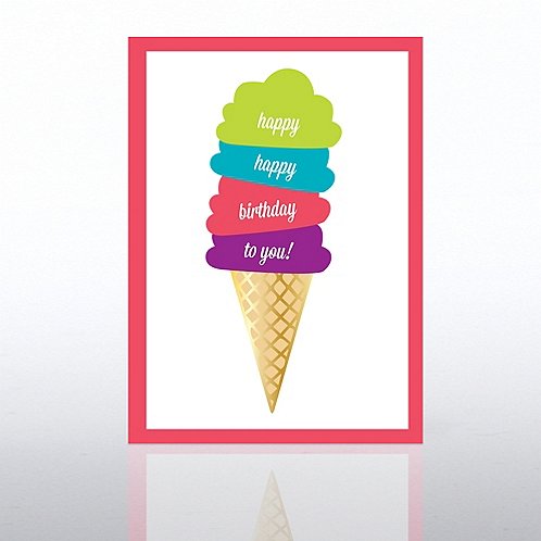 Classic Celebrations Card - Happy Birthday Ice Cream Cone at Baudville.com
