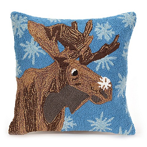 Buy Liora Manne Frontporch Moose and Snowflake Square Indoor/Outdoor Throw Pillow in Blue from ...