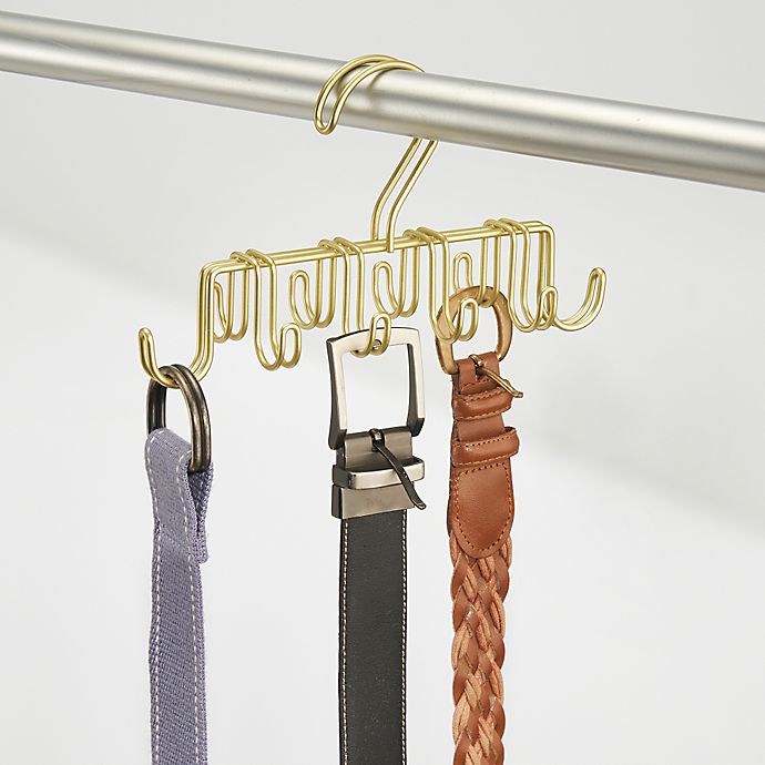 InterDesign® Classico Steel 10 Hook Belt hanger in Gold