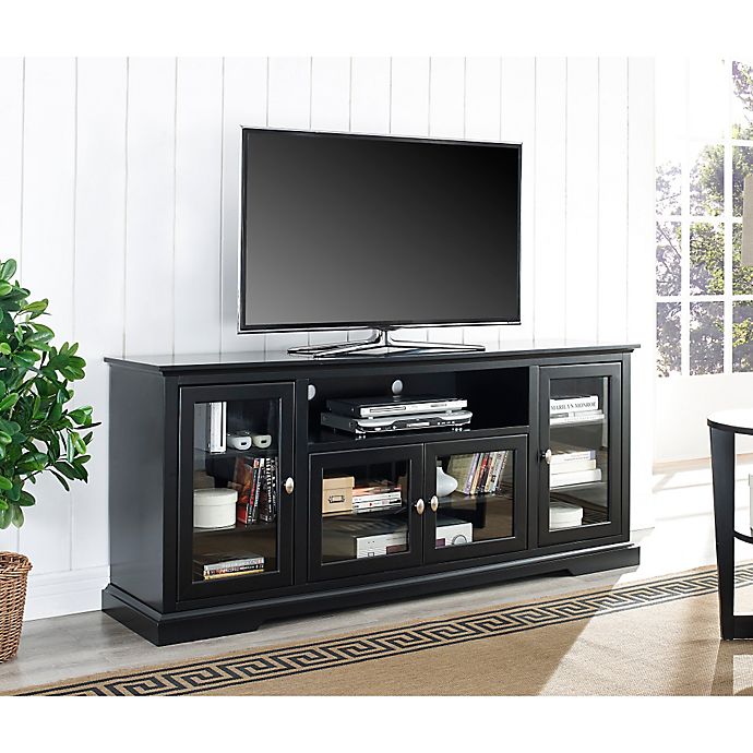 Forest Gate 70-Inch Highboy Wood TV Console in Black