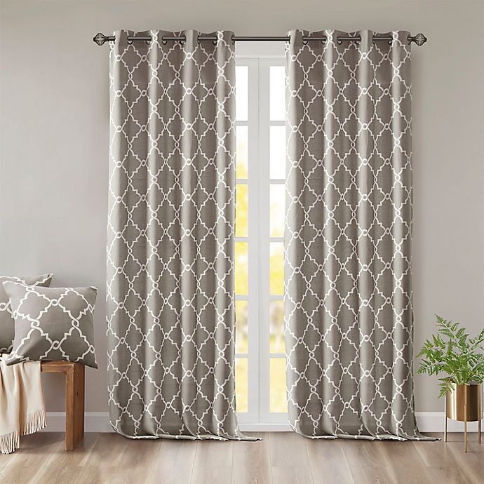 Madison Park Saratoga 108-Inch Grommet Top Window Curtain Panel in Grey (Single)