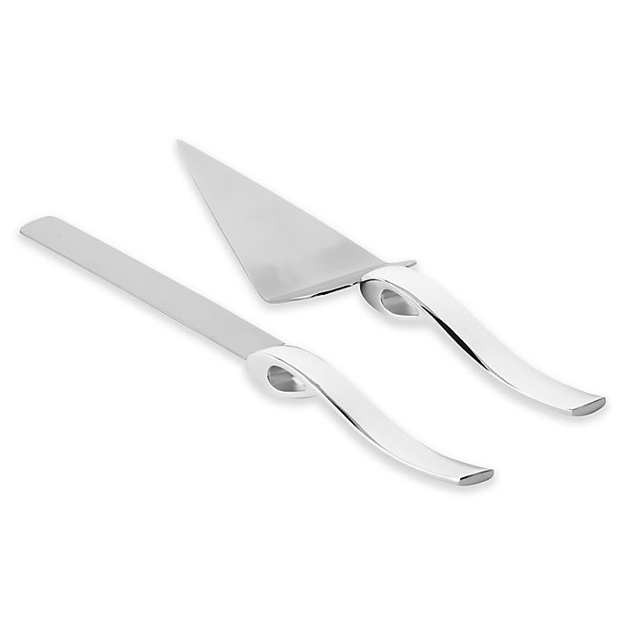 Olivia & Oliver® Ribbon 2-Piece Cake Knife and Server Set in Silver