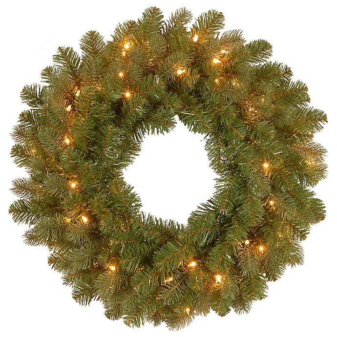 National Tree Company Feel Real® Downswept Douglas Wreath with Warm White LED Lights